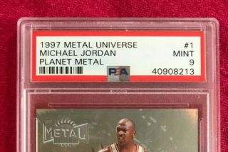 MICHAEL JORDAN PSA 9 1997 - 98 Metal Universe PLANET METAL 1 BULLS HOF GoAT 2