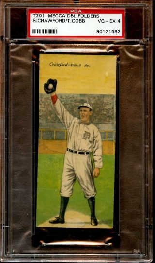 1911 T201 Mecca Double Folder Baseball Card Ty Cobb & Sam Crawford Psa 4 Vgex