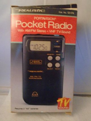 Realistic Portavision Pocket Radio Cat.  No.  12 - 174 Tv Sound W Am/fm Sound