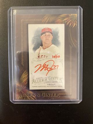 Mike Trout 2016 Topps Allen & Ginter Red Ink Auto 10/10 Sp Angels Rare Mvp