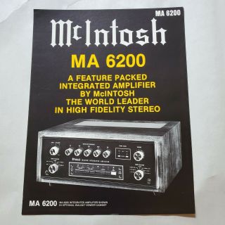 Mcintosh Ma 6200 Integrated Amplifier Advertising Brochure