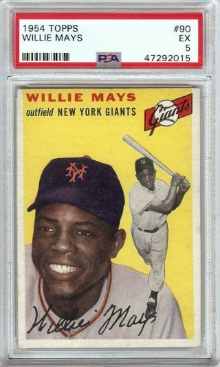 Willie Mays 1954 Topps Baseball Card Graded Psa 5 Ex York Giants 90