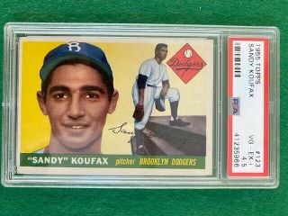 1955 Topps Sandy Koufax 123 Brooklyn Dodgers Psa 4.  5 Vg - Ex Rookie