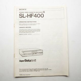 Vintage Sony Sl - Hf400 Beta Hi - Fi Operating Instructions