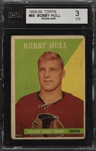 1958 Topps Hockey 66 Bobby Hull Rookie Card Rc Ksa 3