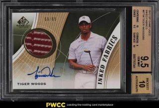 2012 Sp Game Inked Fabrics Tiger Woods Patch Auto /65 Iftw Bgs 9.  5 Gem Mt