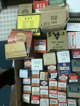 Box Of Vintage TV,  Radio Tubes - RCA,  GE,  CBS,  Etc 2