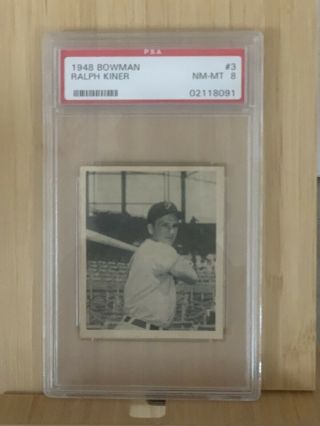 1948 Bowman Ralph Kiner Rc Rookie Card Psa 8 Nm - Mt Pirates Hof