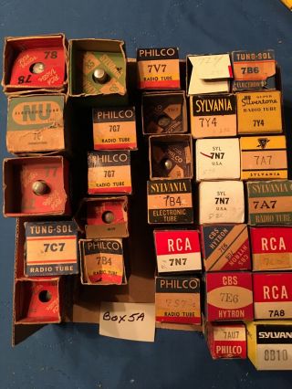 Vintage Radio And Tv Tubes Box 5a