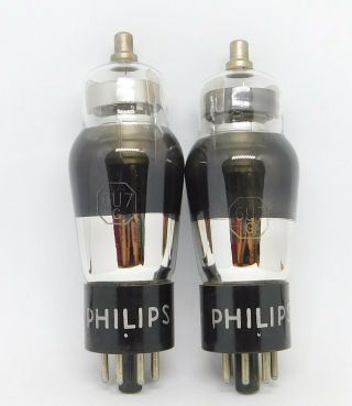 Vintage Pair Phillips 6u7g Radio Receiver Vacuum Tubes