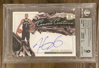 2019 - 20 Impeccable Kevin Durant Canvas Creations /3 Bgs 9 Pop 1