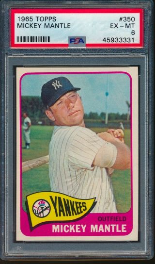 1965 Topps Mickey Mantle $350 Psa 6,  Very Strong 6