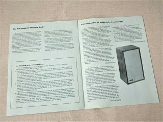 Advent Loudspeaker Brochure - Large / Small Advents - 1970 ' s 2