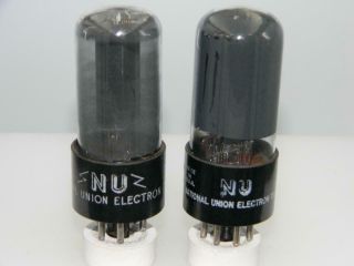 Strong Pair National Union 35l6gt Grey Glass Black Plate Serious Tubes K299