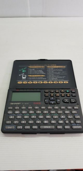 Retro Sharp Electronic Organizer,  Schedule & Calculator 64kb El - 6690 Black