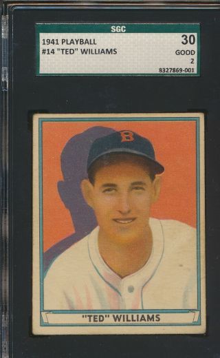1941 Play Ball 14 Ted Williams Red Sox Hof Sgc 2 Good Well Centered