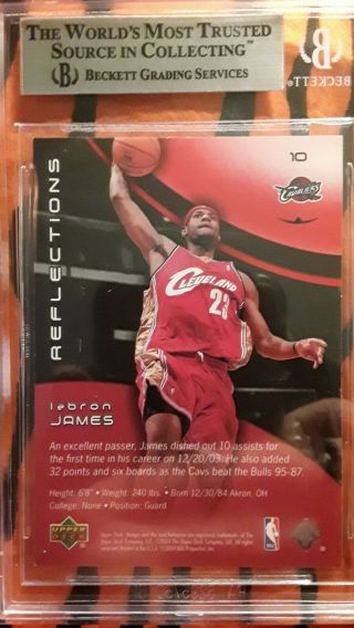 2003 - 04 UD DIMENSIONS LEBRON JAMES ROOKIE REFLECTIONS RUBY /500 BGS 9 RC 03/04 2