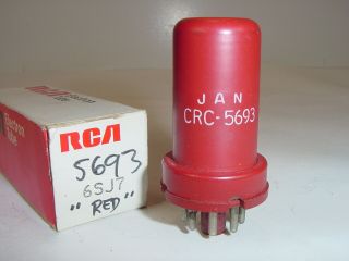 Vintage Nos 1962 Rca Jan Crc 5693 6sj7 Red Amplifier Tube 3