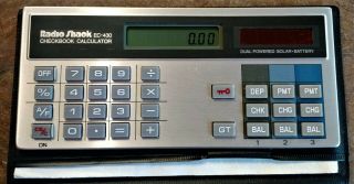 Radio Shack EC - 430 Dual Powered Solar Battery Checkbook Calculator 2