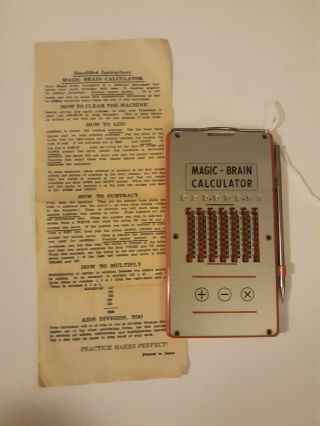 Vintage Magic - Brain Calculator W/ Pen And Instructions