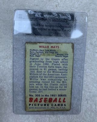 1951 Bowman 305 Willie Mays 2