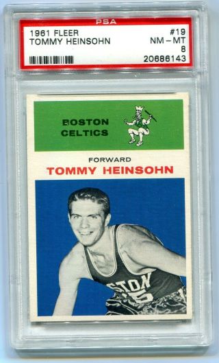 1961 Fleer Basketball Tommy Heinsohn 19 Psa 8 Nm/mt - Boston Celtics