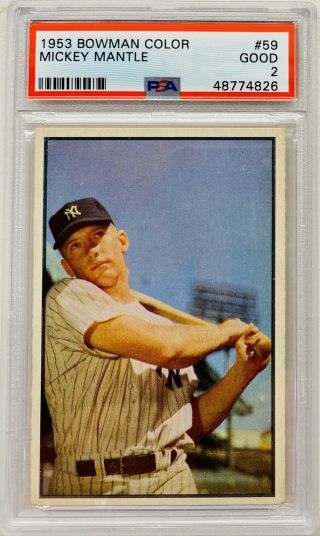 1953 Bowman Color Mickey Mantle 59 Psa 2 Looks Much Better
