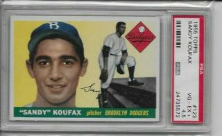 1955 Topps 123 Sandy Koufax Rookie Card Brooklyn Dodgers Psa 4.  5