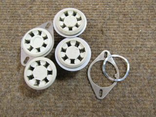 4) Vintage 7 Pin Small (6b7) Ceramic Vacuum Tube Sockets Nos Usa Military