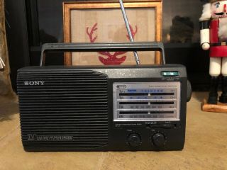 Vintage Sony Am Fm Tv Weather Portable Radio Ac/dc Power Gray