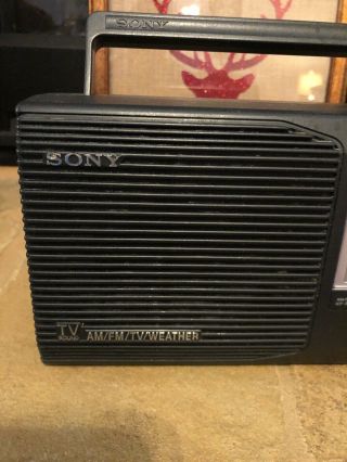 Vintage Sony AM FM TV Weather Portable Radio AC/DC Power Gray 3