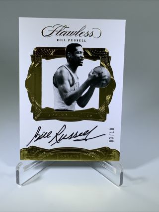 Bill Russell 2016 - 17 Flawless Greats Authentic Autograph Card G - Br Gold D 3/10