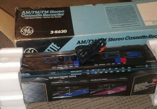 Vintage Ge 3 - 5630 Am/fm Stereo Dual Radio Cassette Recorder Boombox W/box