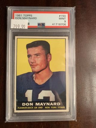 1961 Topps Football Don Maynard Rookie Rc 150 Psa 9 - Hof