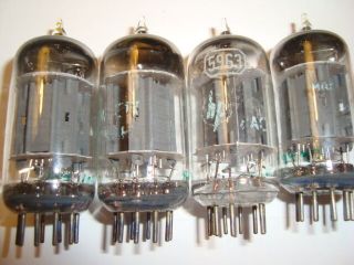 One Closely Matched Quad Of Rca 5963 Tubes,  Hewlett - Packard Label,  High Ratings