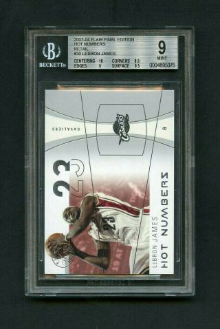 2003 - 04 Lebron James Fleer Flair Final Edition Hot Numbers Rc /500 Bgs 9