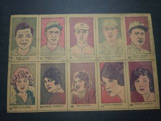 1926 W512 Uncut Strip Card Babe Ruth Rogers Hornsby