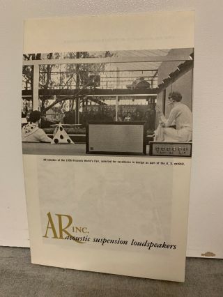 Acoustic Research Ar Inc Suspension Loudspeakers Company Brochure Ad