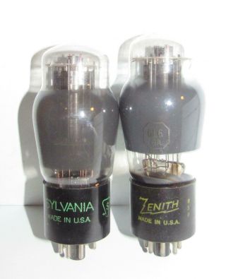 Pair - Sylvania Made 6l6ga Smoked Glass Amplifier Tubes.  Tv - 7 Test Strong.