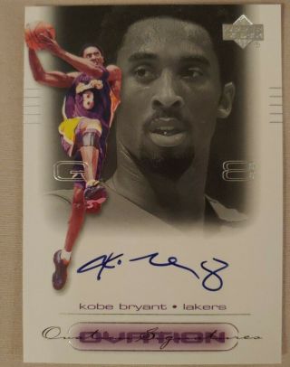 2000 Upper Deck Ovation Kobe Bryant Autograph 8 On Card.