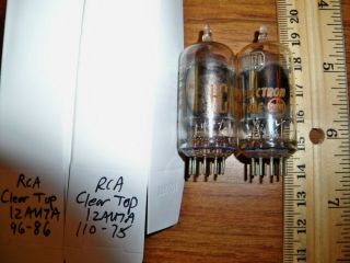2 Rca Clear Top Long Gray Plate Side D Getter 12au7a Tubes - Worked Good