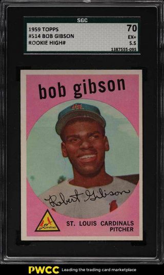 1959 Topps Bob Gibson Rookie Rc 514 Sgc 5.  5 Ex,