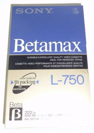 1 Sony L - 750 Betamax Beta Max Video Tape Video Cassette Beta Tape