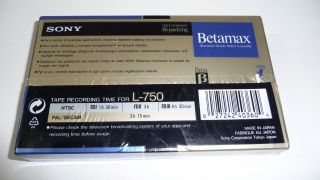 1 Sony L - 750 Betamax Beta Max Video Tape Video Cassette Beta Tape 2