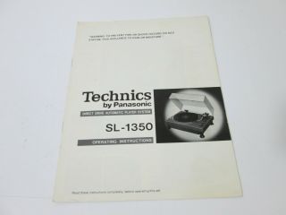 Technics Sl - 1350 Direct Drive Turntable Operating Instructions