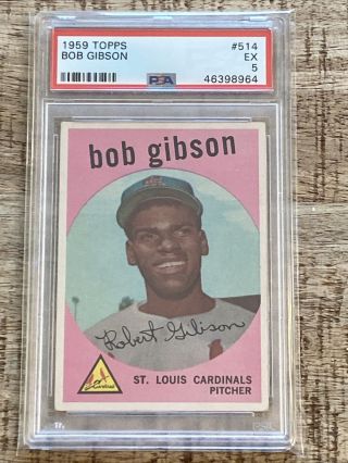 1959 Topps 514 Bob Gibson Psa 5 Ex Cardinals Rookie Card Hof