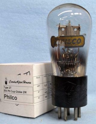1 - Philco Type 27 Vacuum Tube Amplitrex Globe Engraved Cup Getter