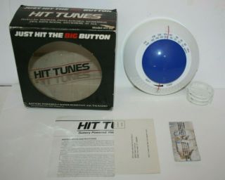 Vintage 1987 Hit Tunes Battery Water Resistant Am/fm Big Blue Button Radio Ht - 20