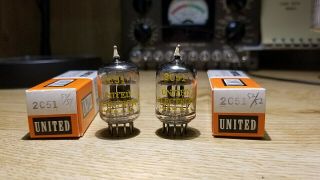One (1) 2 United 2c51 Vacuum Tubes Double Triode Matched Balanced Nos