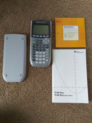Texas Instruments Ti - 84 Plus Silver Edition Calculator W/ Cover,  Paperwork
